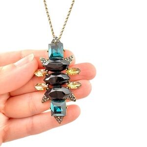 J. Crew Blue, Black and Gold Crystal Necklace